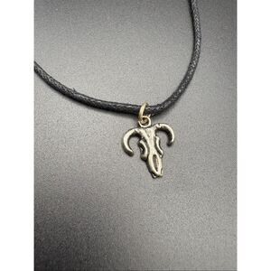 Cow Skull and Black Cord Necklace, NEW, Handmade, 16”, Artisan